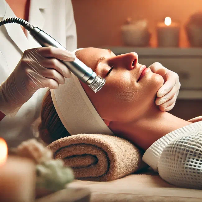 AI generated woman receiving a relaxing facial treatment
